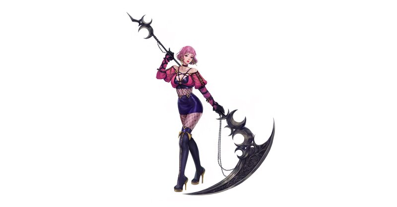 Pink-haired Woman with Scythe
