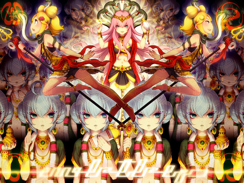 Pink-haired Woman with Snakes