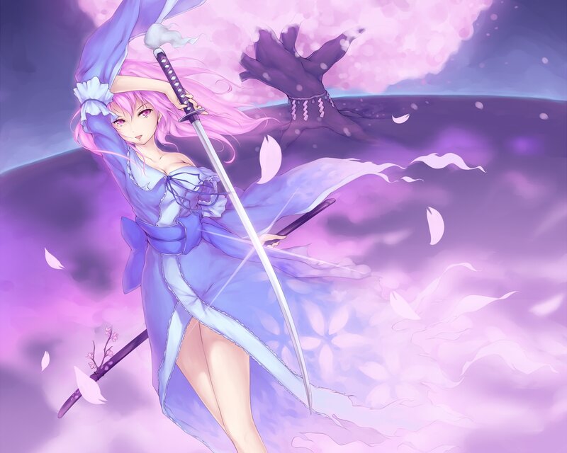 Pink-haired Woman with Sword — Purple