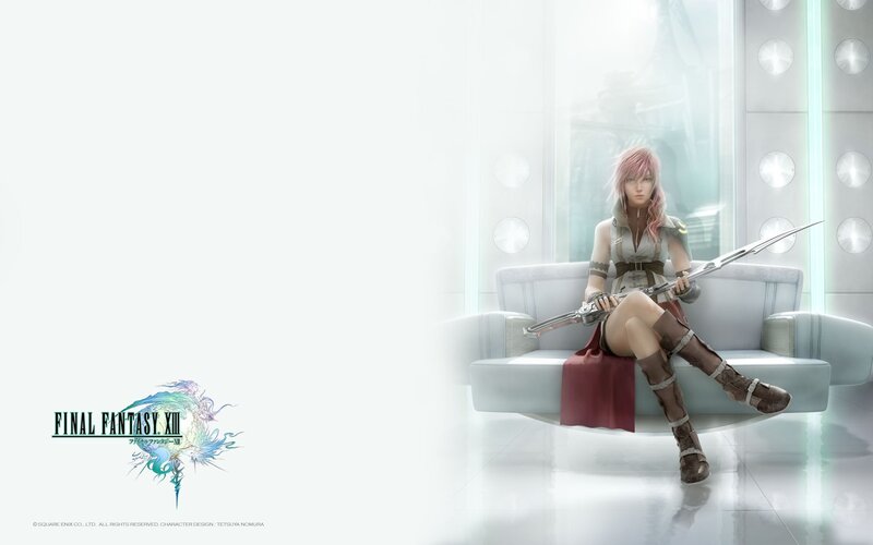Pink-haired Woman with Sword — White, Serene