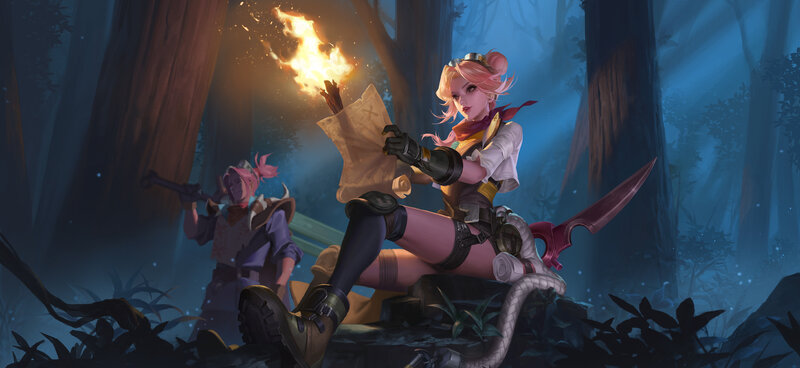 Pink-haired Woman with Torch