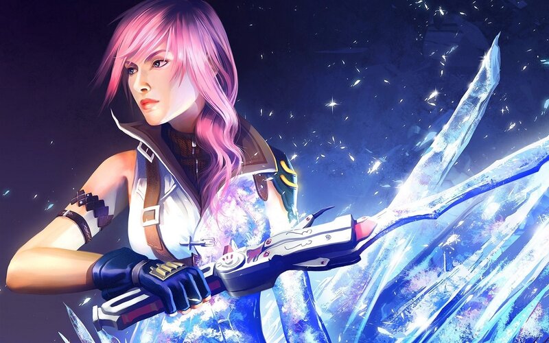 Pink-haired Woman with Weapon