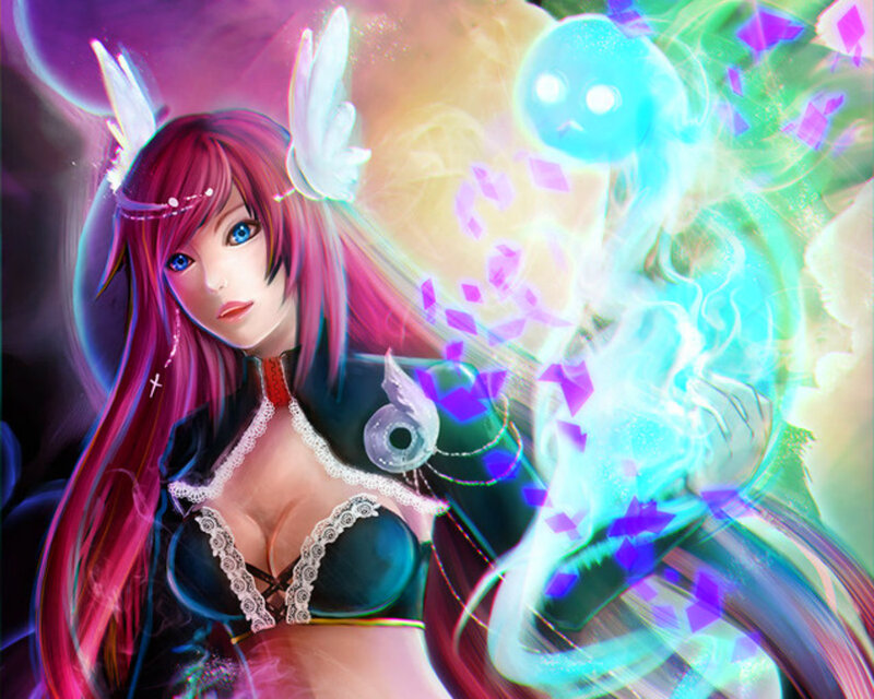 Pink-haired Woman with Wings — Purple