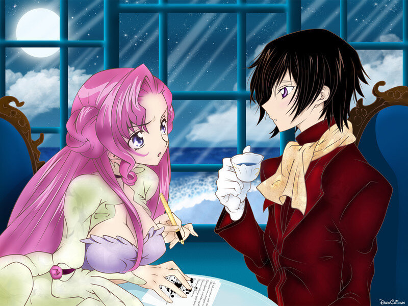 Pink-haired Woman Writing