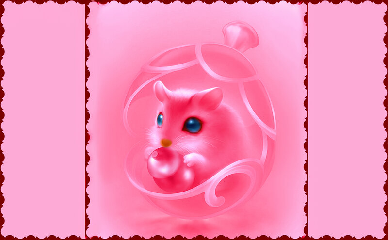 Pink Hamster in Glass Dome
