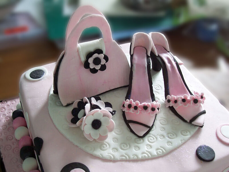 Pink Handbag and Shoes Cake