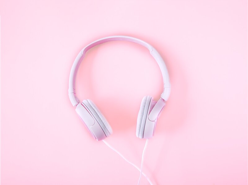 pink headphones on pink background