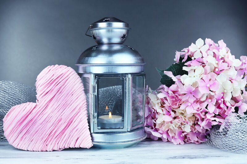 Pink Heart and Hydrangeas