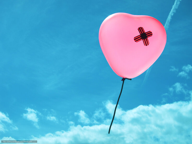 Pink Heart Balloon — Blue