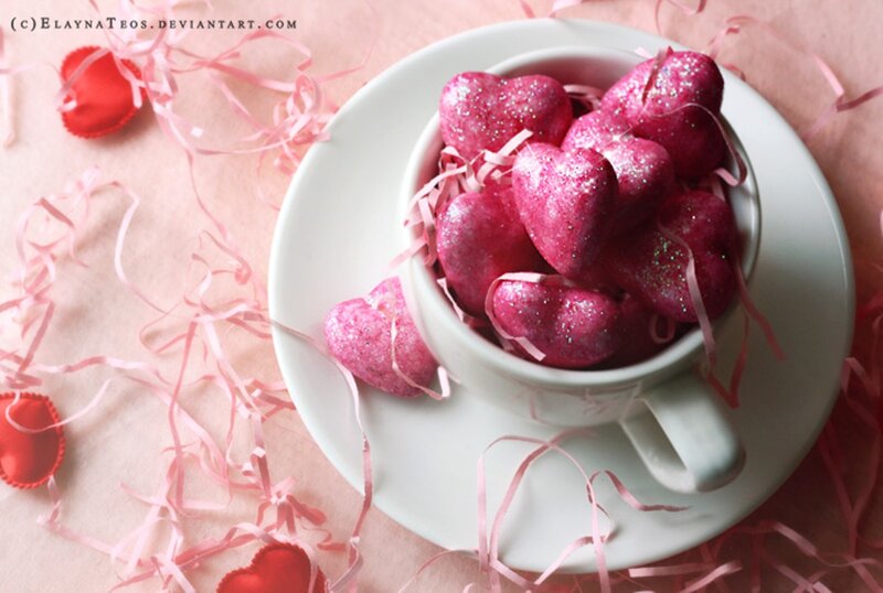 Pink Heart Candies in Cup