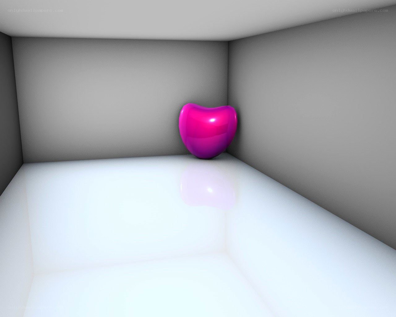Pink heart in a corner