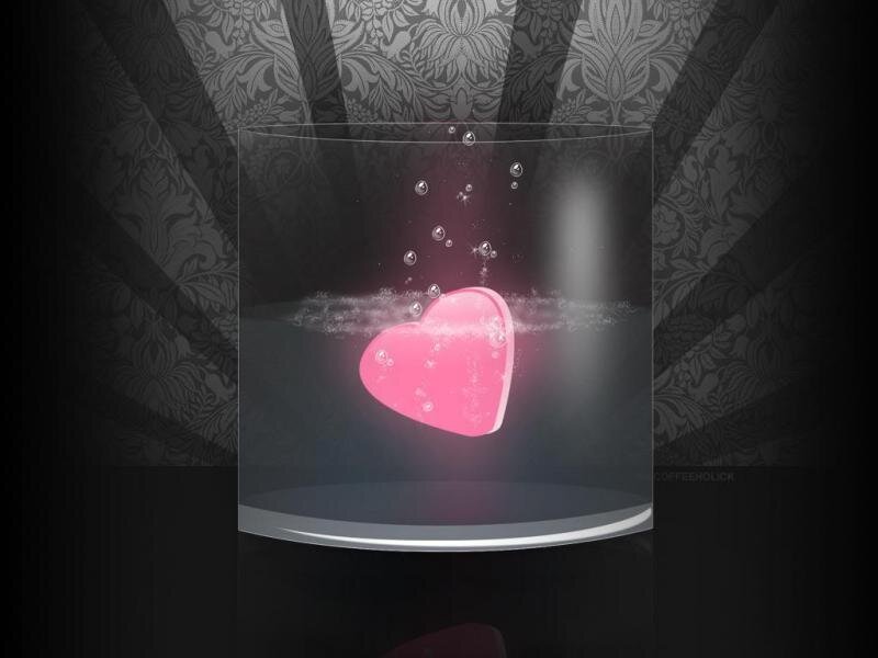Pink Heart in Glass — Dramatic, Digital Art