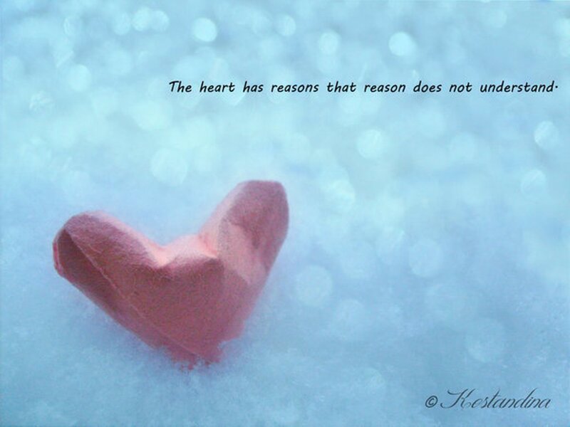 Pink Heart in Snow — Blue