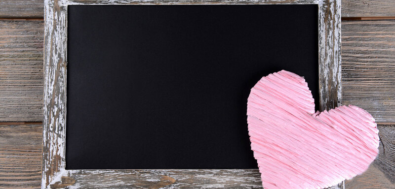 Pink Heart on Chalkboard