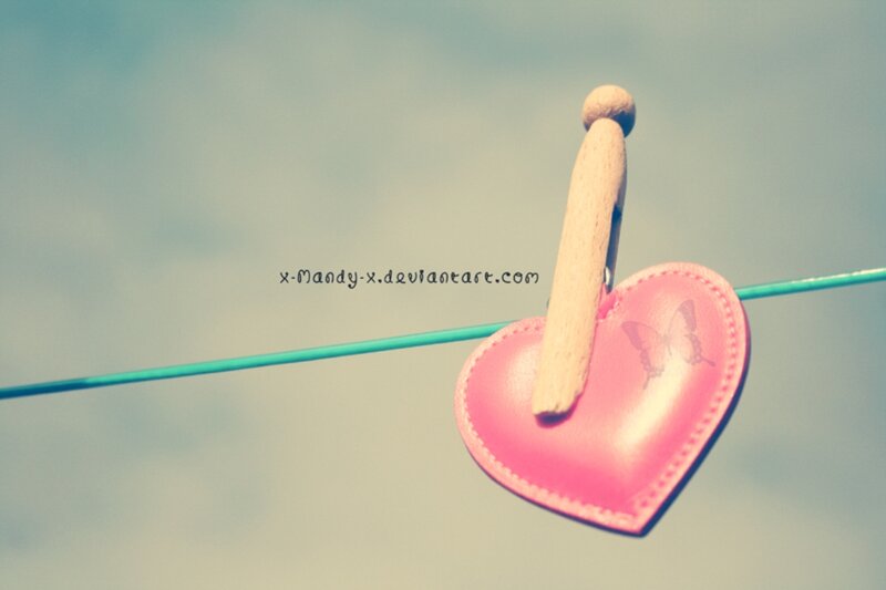 Pink Heart on Clothesline