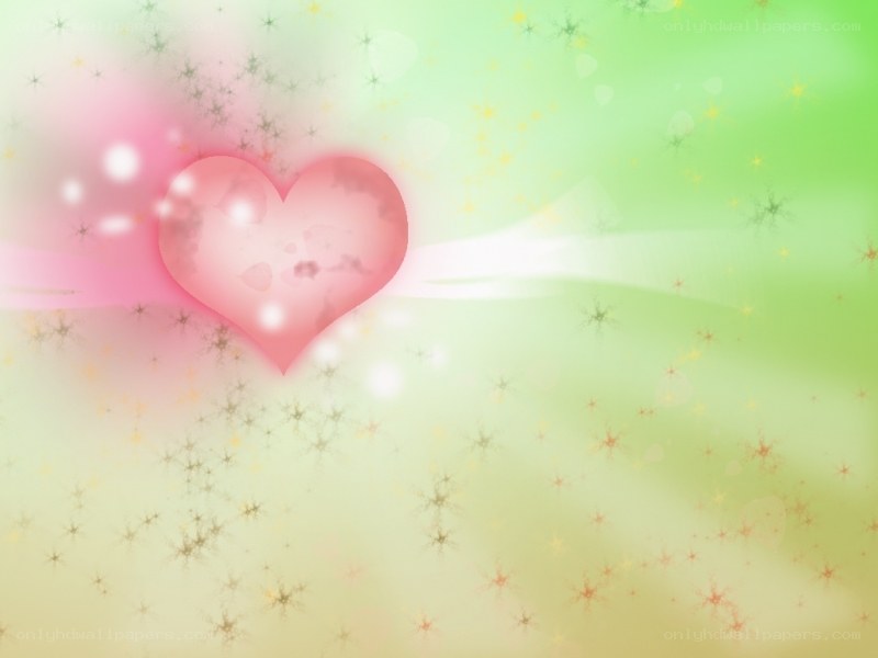 pink heart on green background
