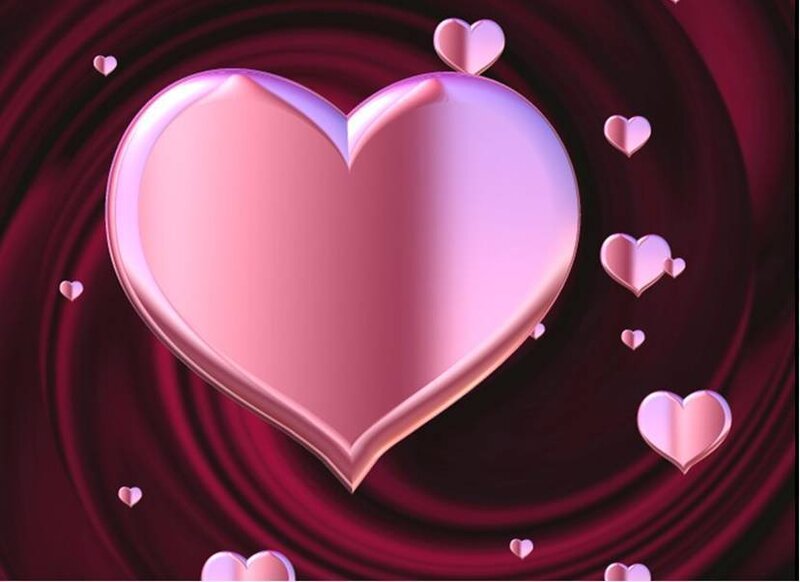 Pink heart on red swirl
