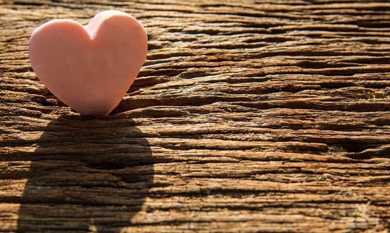 Pink Heart on Wood