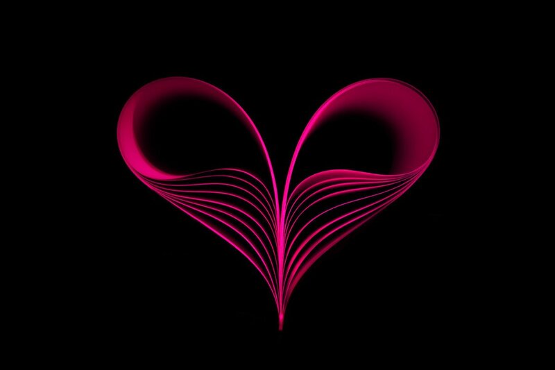 Pink heart shape from paper strips