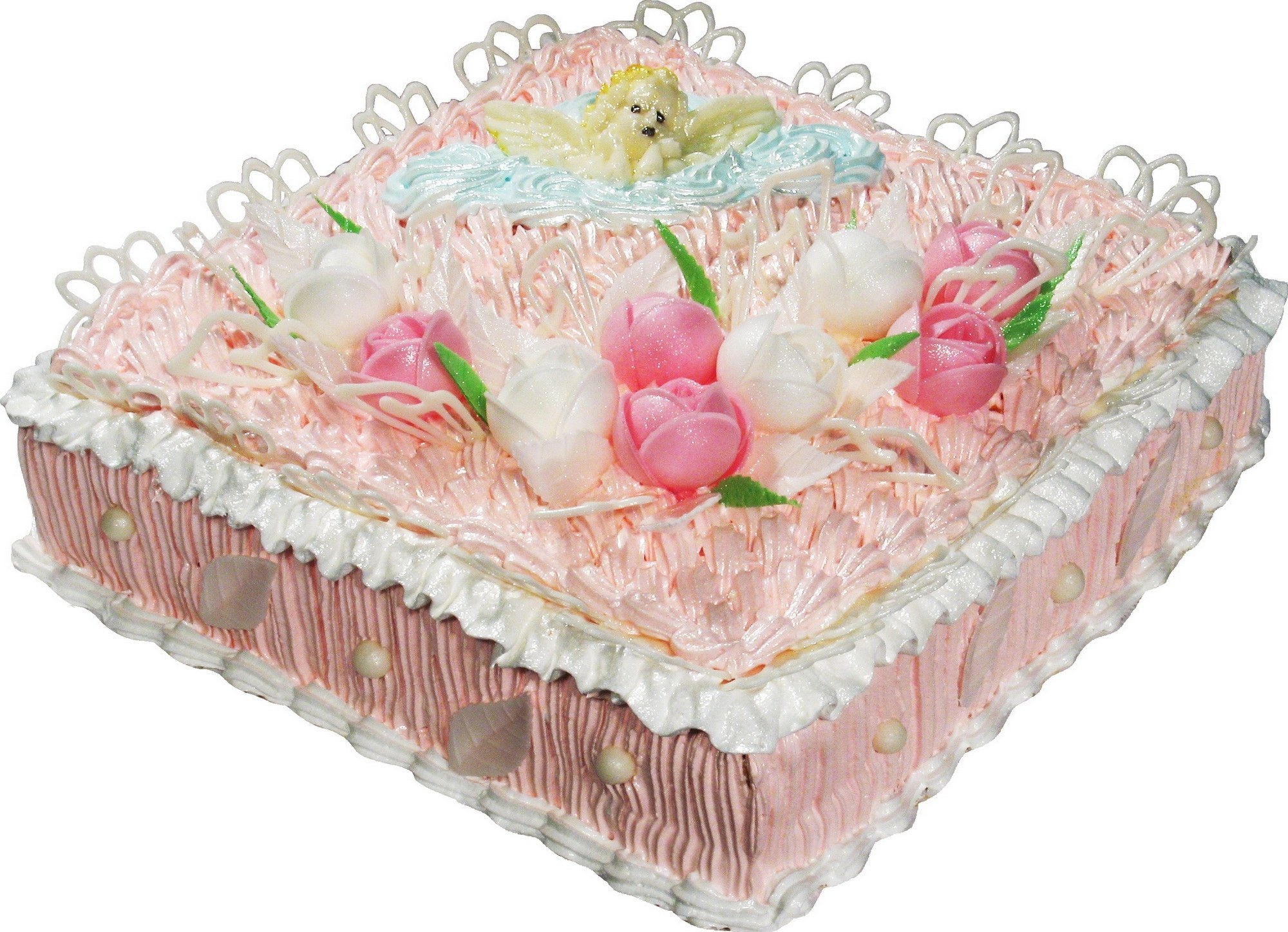 pink heart-shaped cake