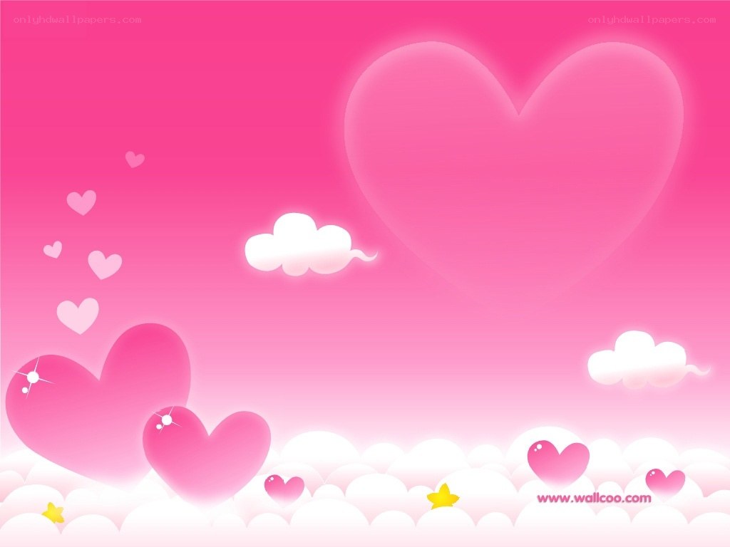 pink heart sky wallpaper