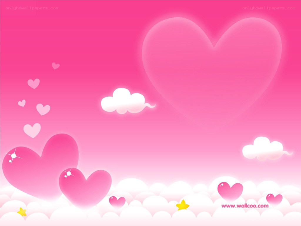 pink heart sky wallpaper
