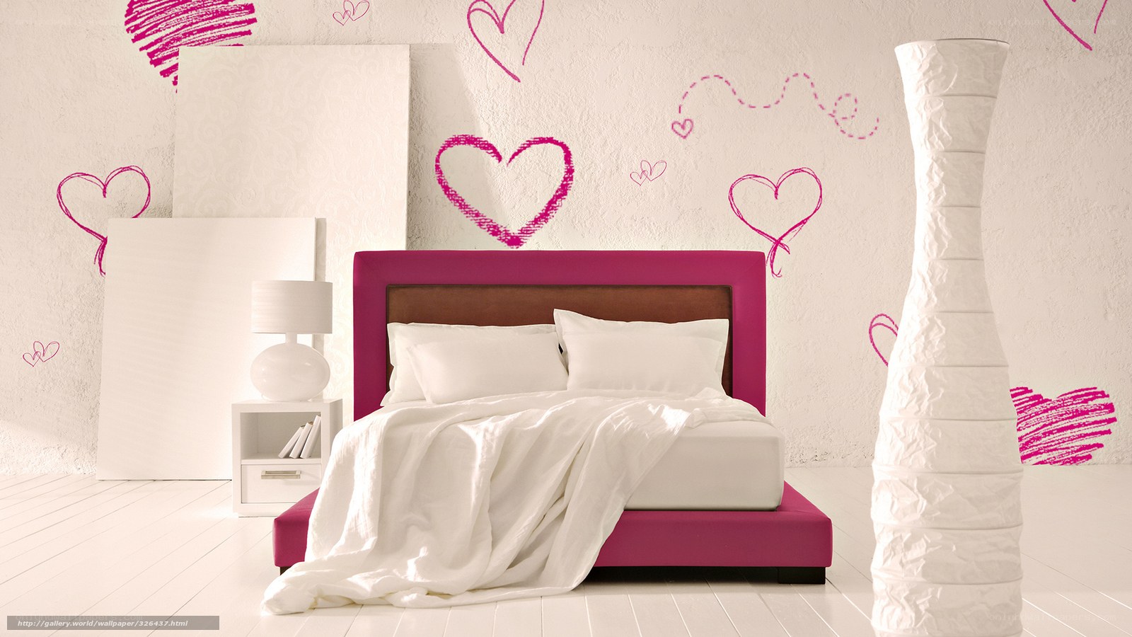Pink heart-themed bedroom