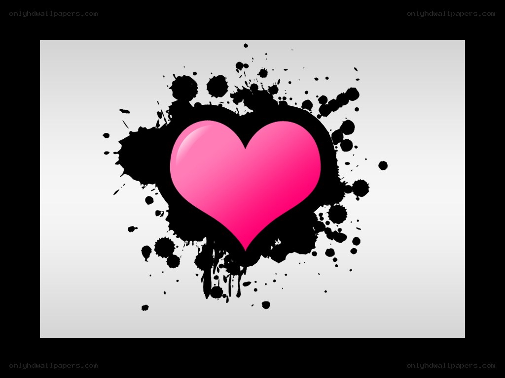pink heart with black splatter