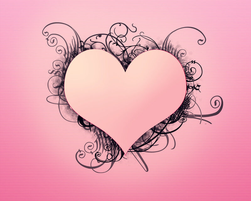 pink heart with black swirls