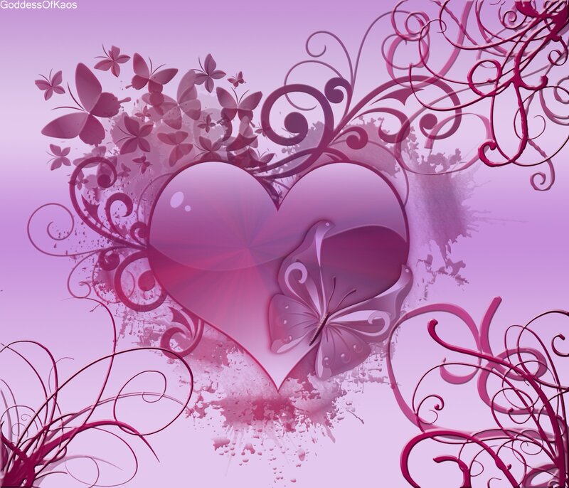 Pink Heart with Butterflies