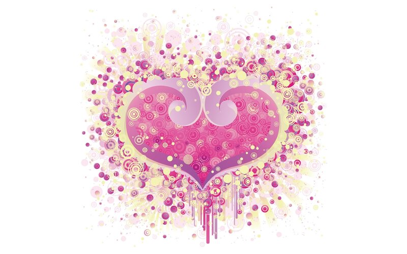 Pink Heart with Circles — Playful, Digital Art