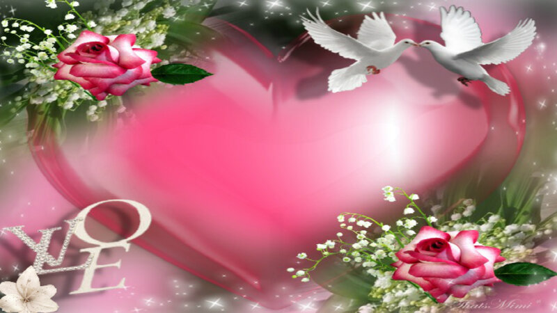Pink Heart with Doves