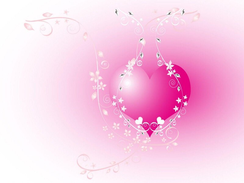 pink heart with floral vines