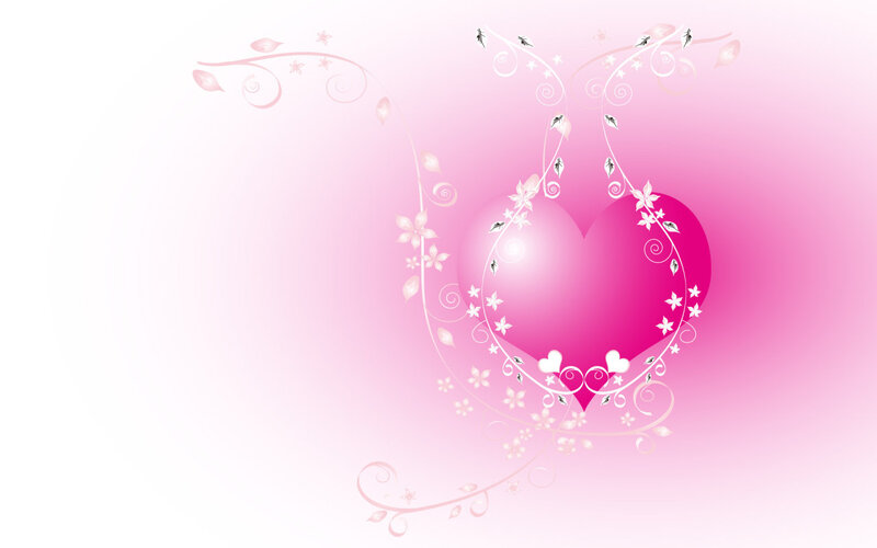 pink heart with floral vines