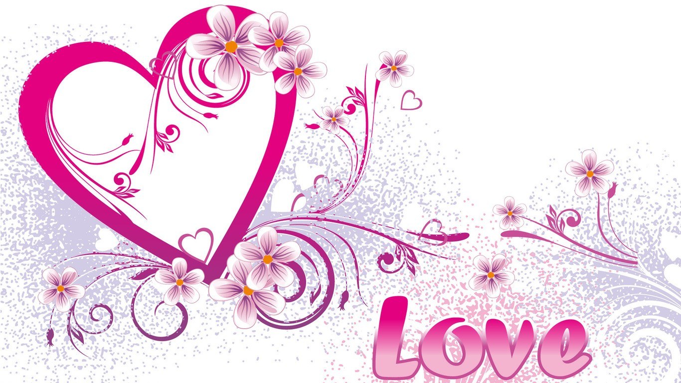 pink heart with flowers