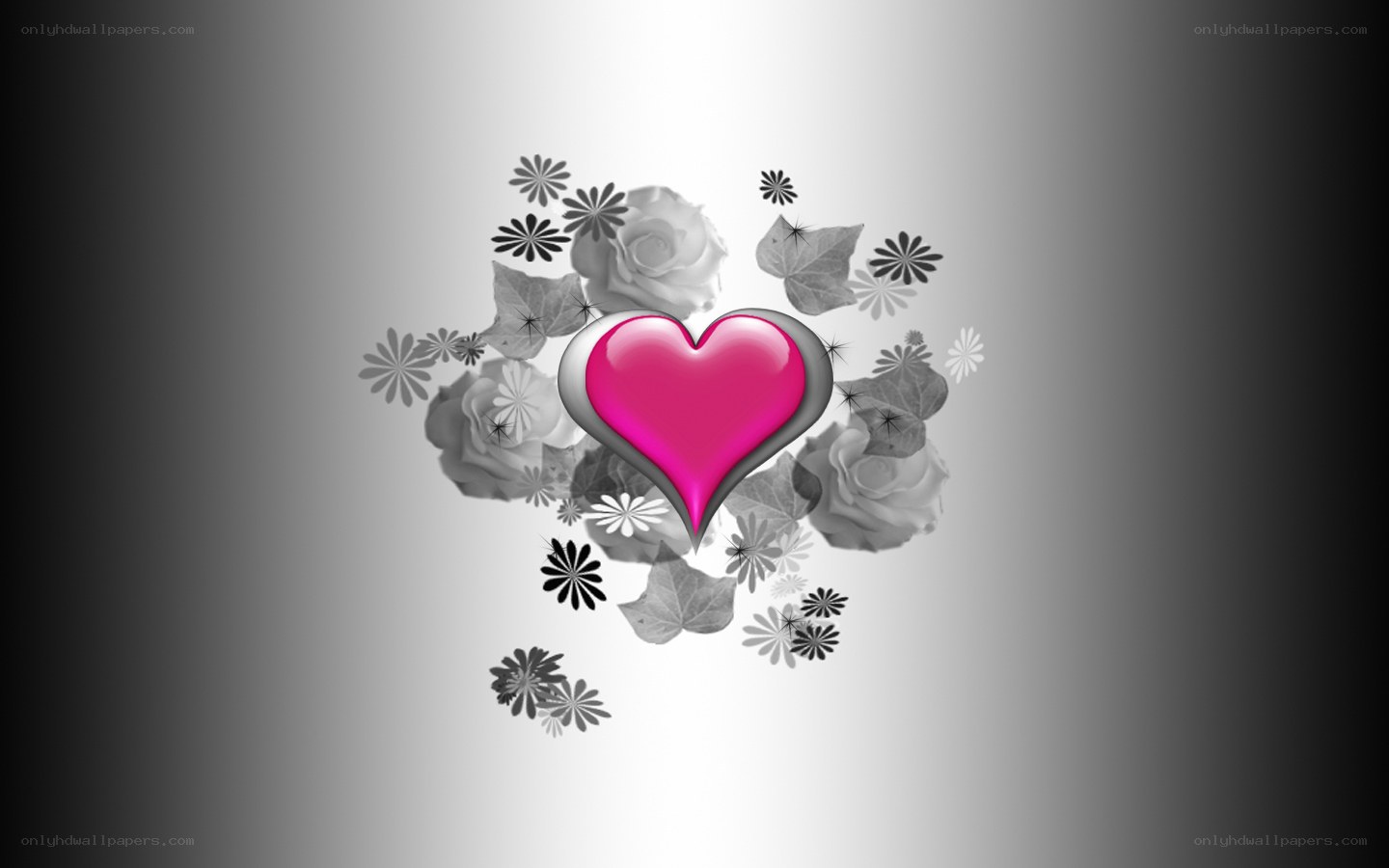 pink heart with flowers