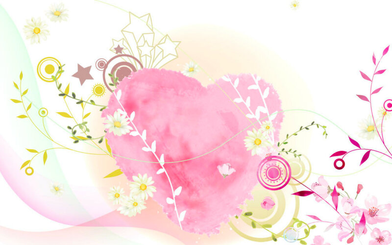 Pink Heart with Flowers — Cheerful