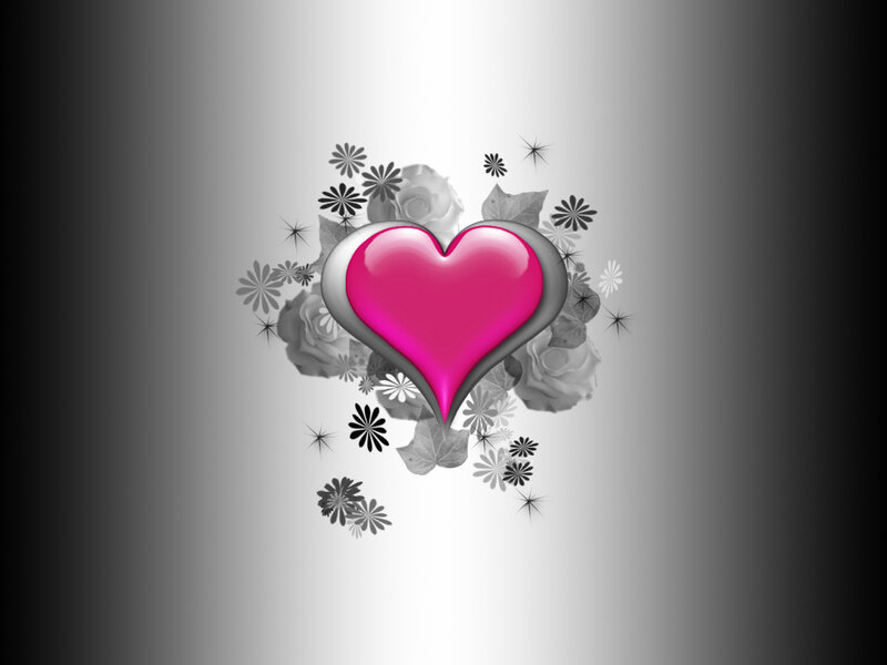 Pink Heart with Flowers — Romantic, Digital Art