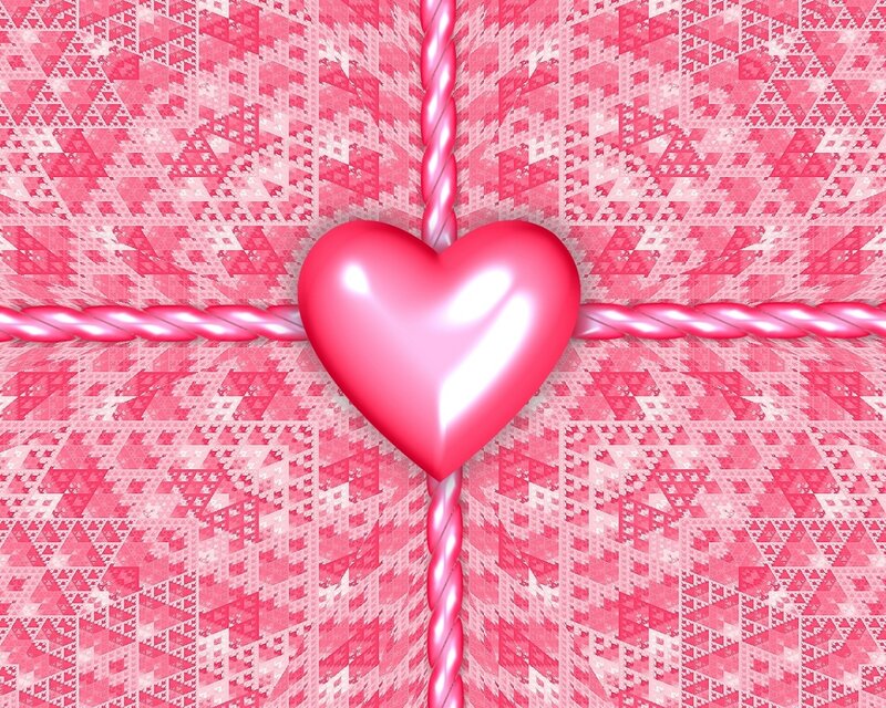 pink heart with fractal background