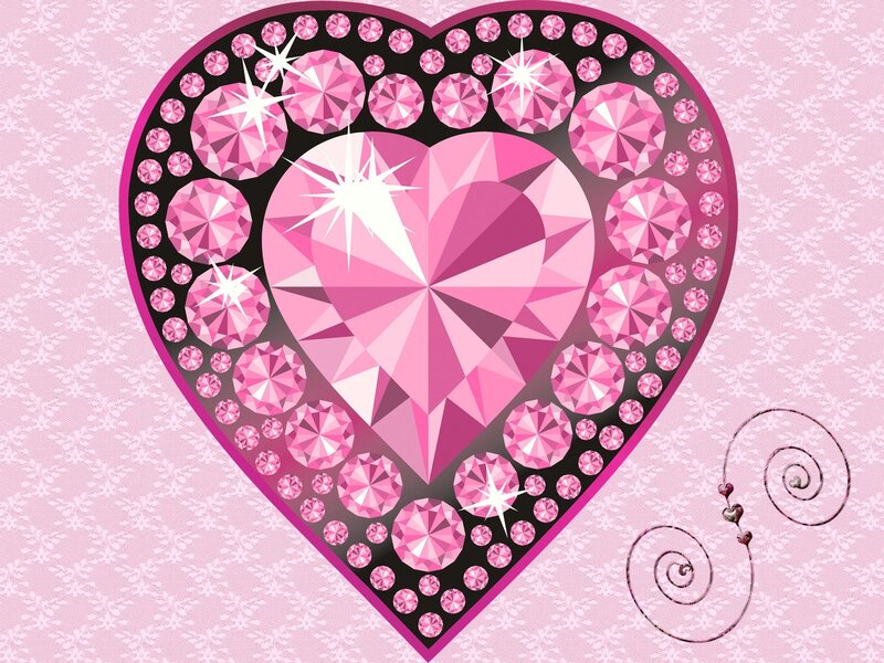 pink heart with gemstones