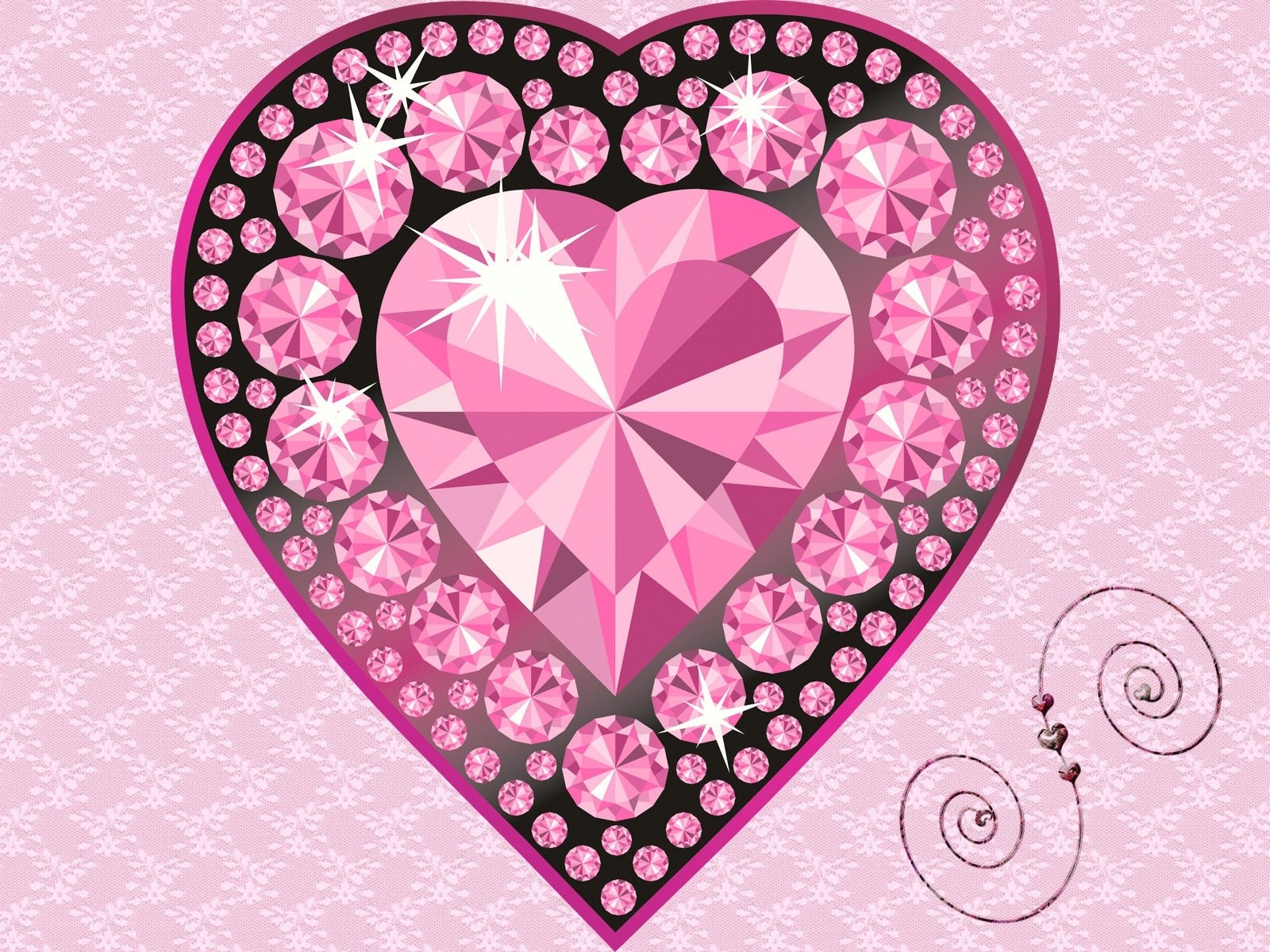 pink heart with gemstones
