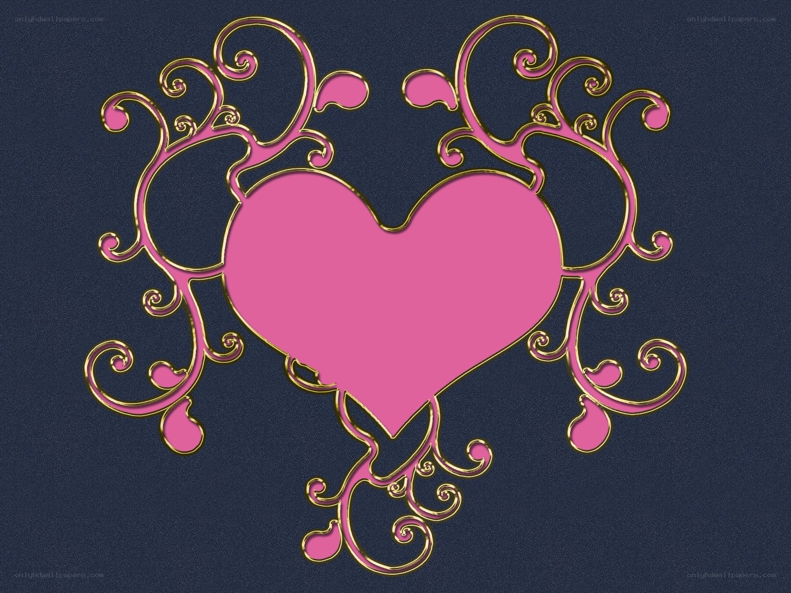 pink heart with gold swirls