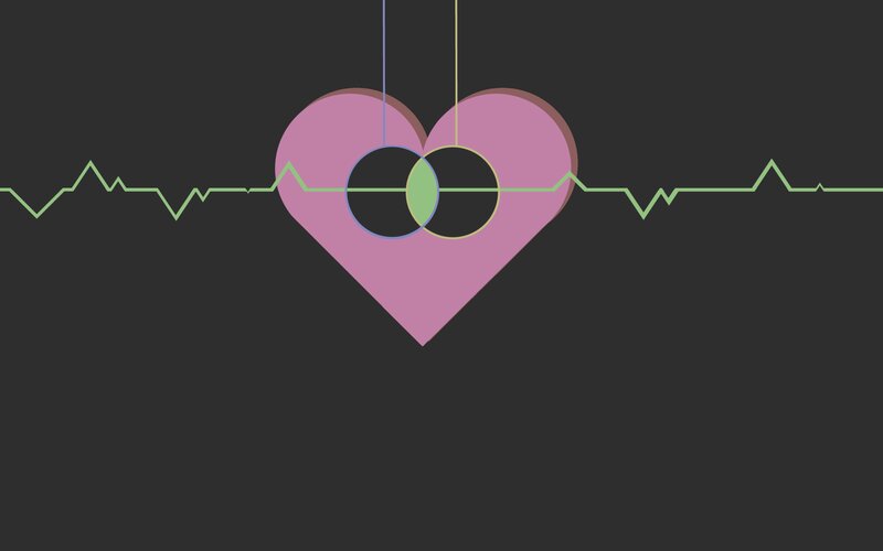 Pink Heart with Heartbeat Line