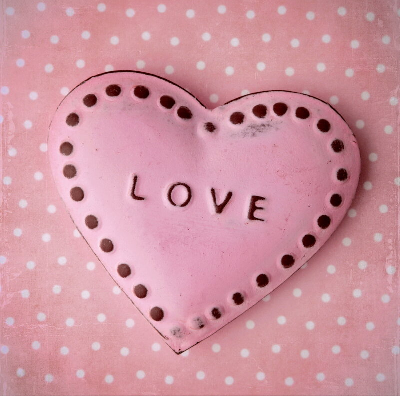 Pink Heart with Love Text