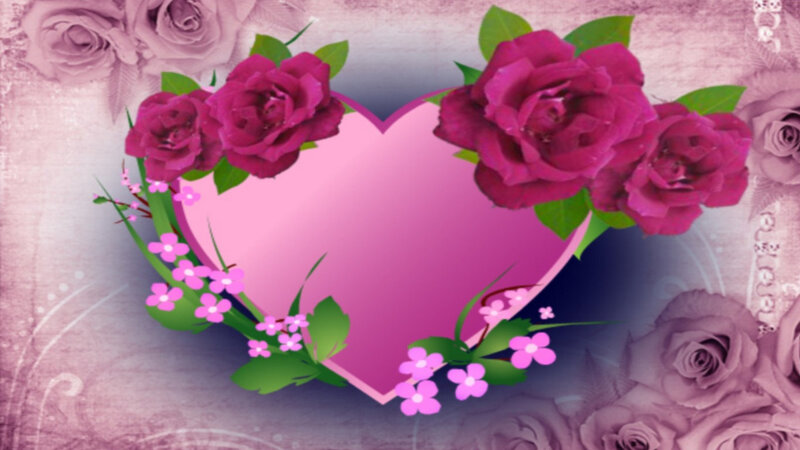Pink Heart with Roses — Romantic