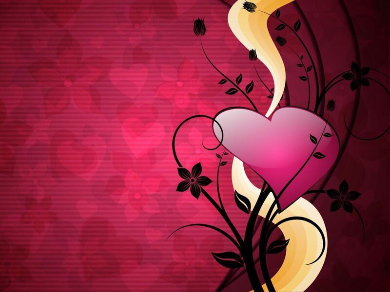 Pink Heart with Vines — Red