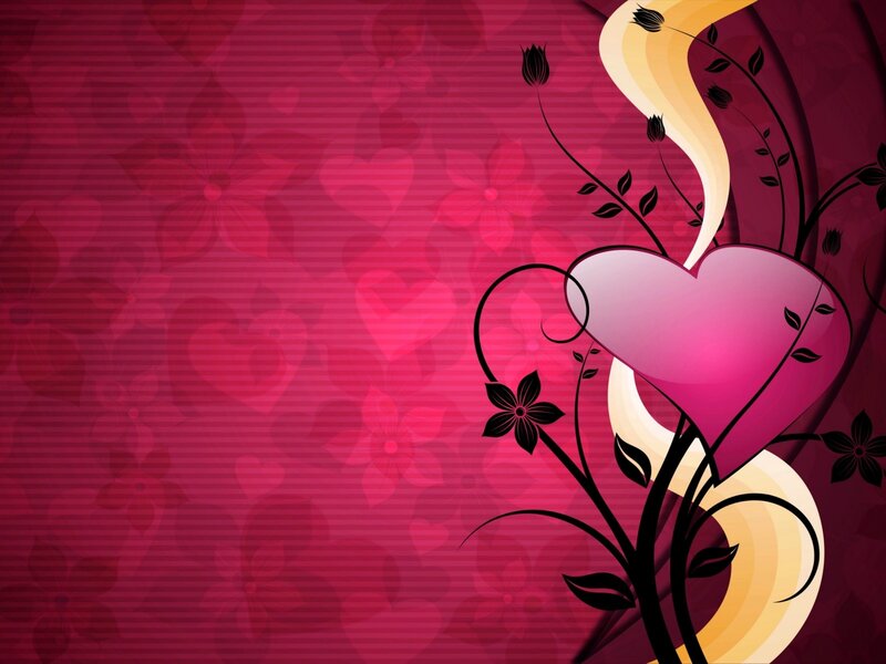 Pink Heart with Vines — Romantic, Vector Art