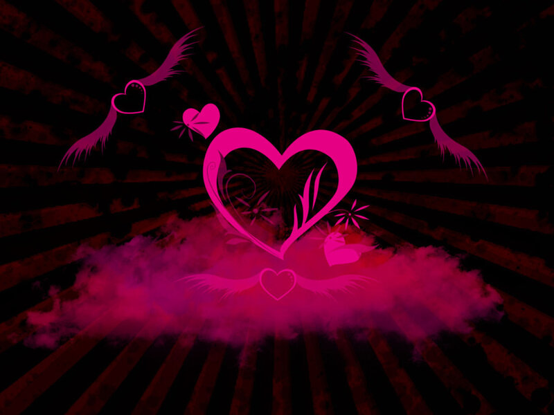 Pink Heart with Wings — Dramatic