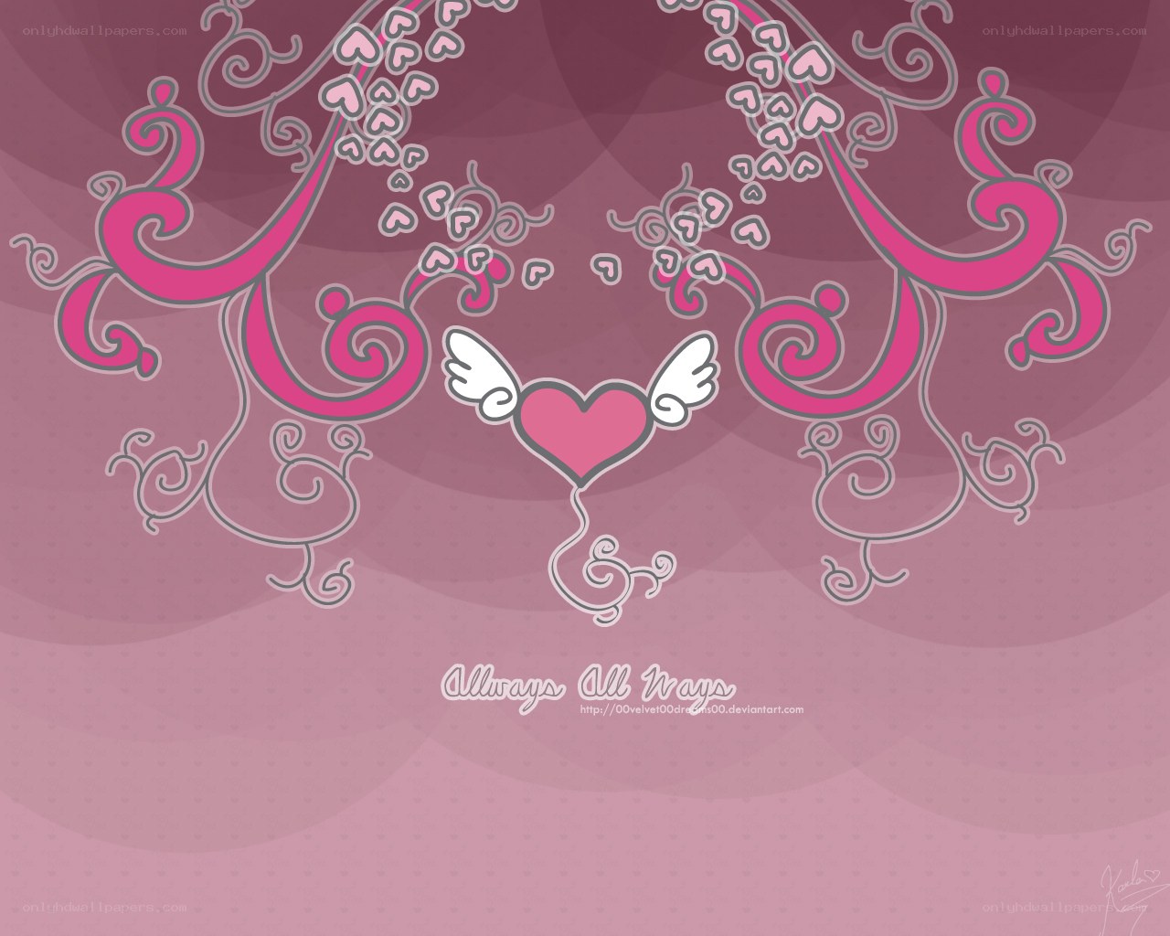 pink heart with wings wallpaper