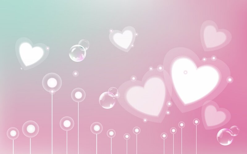 pink hearts and bubbles